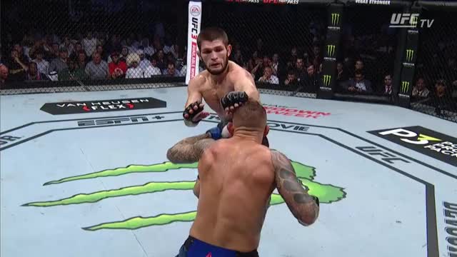 Khabib getting "Rocked" by Dustin Poirier at UFC 242
