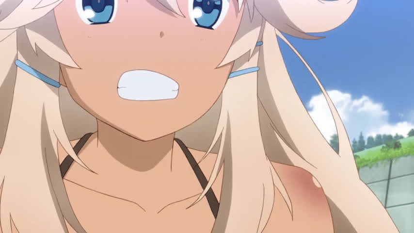 anime bikini blonde bouncing tits ecchi huge tits gif