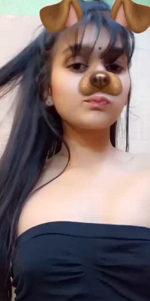 18 years old asian babe boobs cute desi indian teasing titty drop r/juicyasians gif