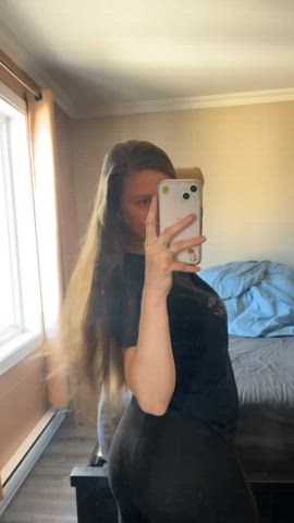 brunette long hair mirror gif