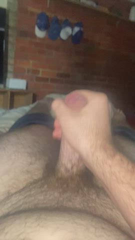 cumshot hairy cock masturbating gif