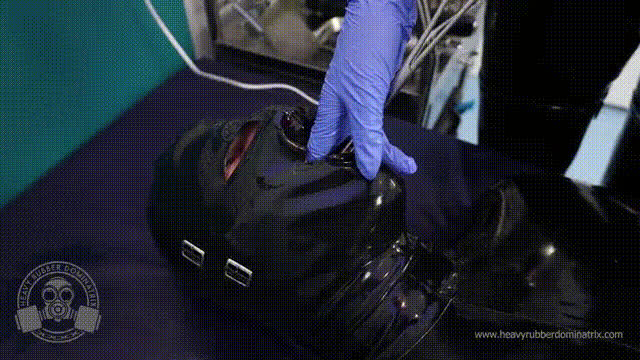 bondage catsuit femdom latex mask medical medical fetish rubber slave gif
