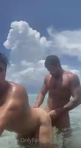 bareback beach gay outdoor gif