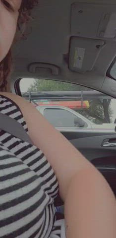 Big Tits Car Flashing Public gif