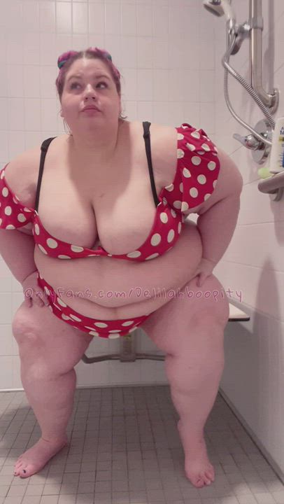 BBW Bikini Boobs SSBBW Shower gif