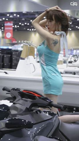 asian car convention cute korean model gif