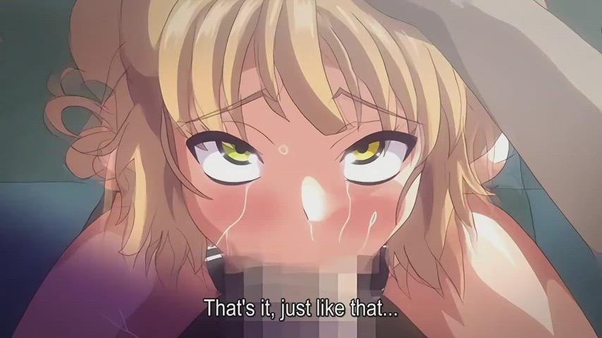 ahegao animation anime blowjob cum in mouth eye contact forced hentai pov gif