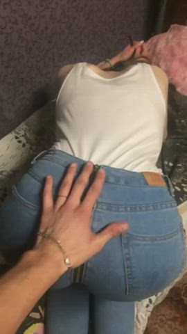 ass blonde jeans gif
