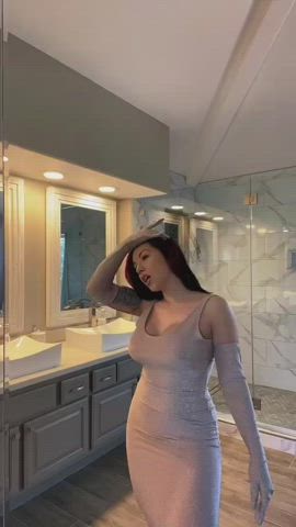 ass big tits boobs booty cleavage dress latina thick tits gif