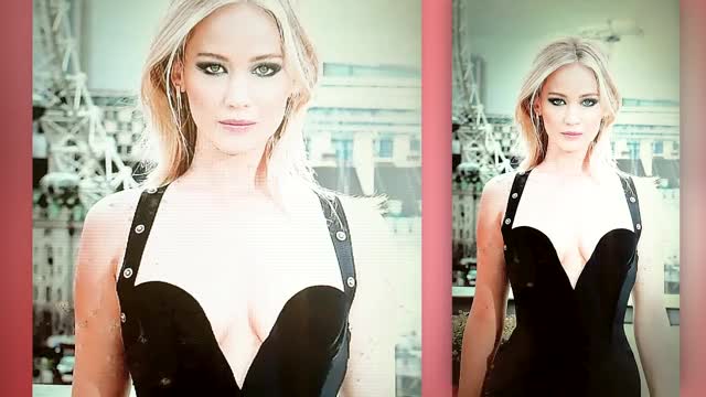 Jennifer Lawrence in black dress cum tribute