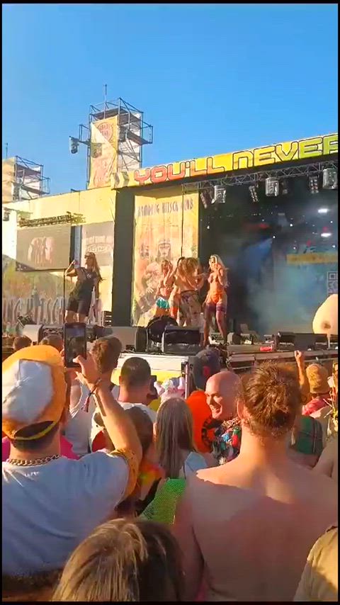 Kamp Kitsch Topless Foursome On Stage