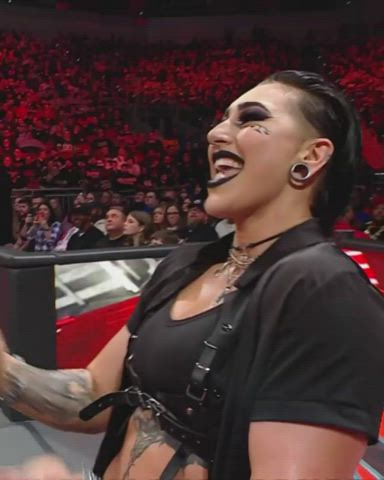 big tits goth smile wrestling gif