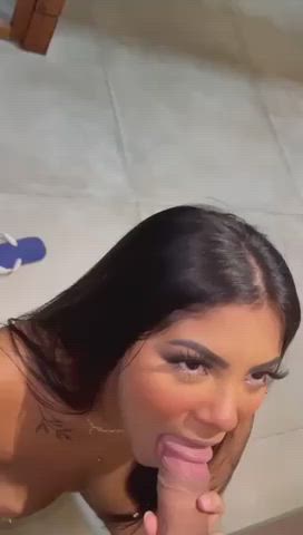 latina giving head in empty bathroom