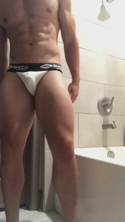 Wearing my jockstrap for easy access