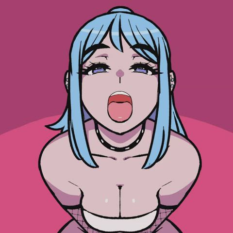 anime blowjob fishnet tits gif