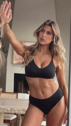 abs big tits blonde cleavage legs model natural tits underwear stomach gif