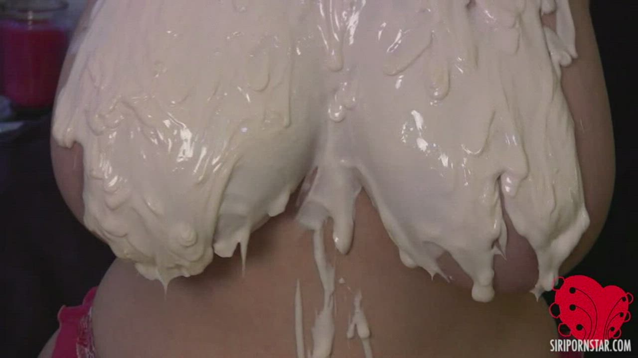 lotion overboard on the tits