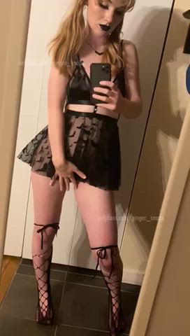 alt goth halloween onlyfans pigtails redhead tease teasing gif