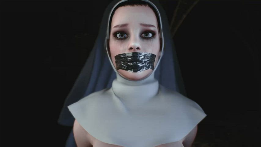 3D Gagged Nun Pregnant gif