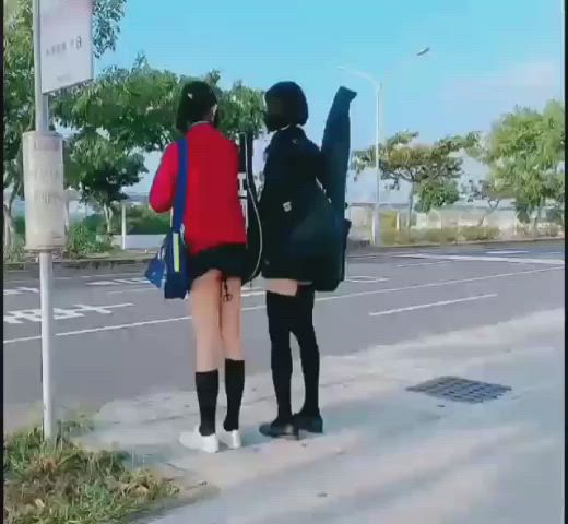 anal beads enema outdoor public schoolgirl gif