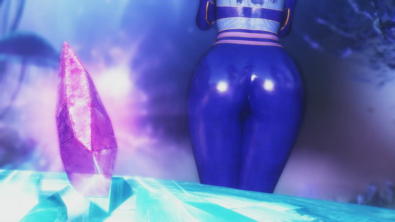 3D Ass Blue Leather gif