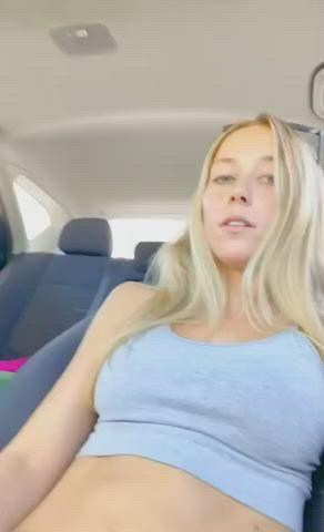 amateur blonde car masturbating orgasm selfie vibrator gif