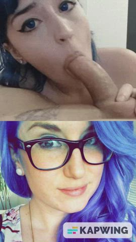 BabeCock Blowjob Blue Deepthroat Emo Fetish Gamer Girl gif