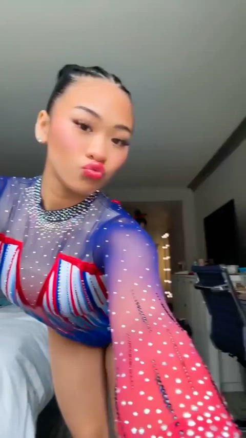 asian booty gymnast gif