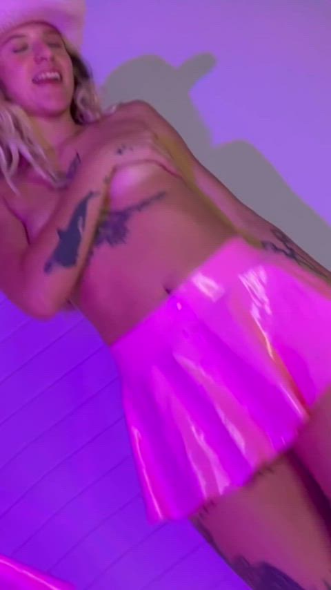 boobs cowgirl dance skirt tattoo tease teasing amateur-girls onlyfans-creators gif