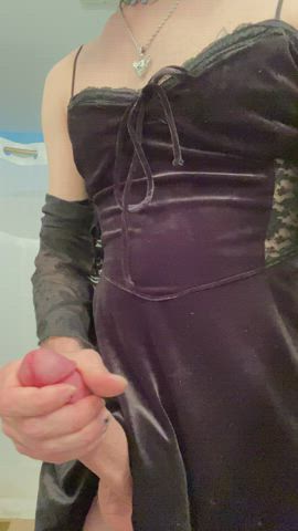 balls big dick cock dress femboy masturbating sissy solo trans gif