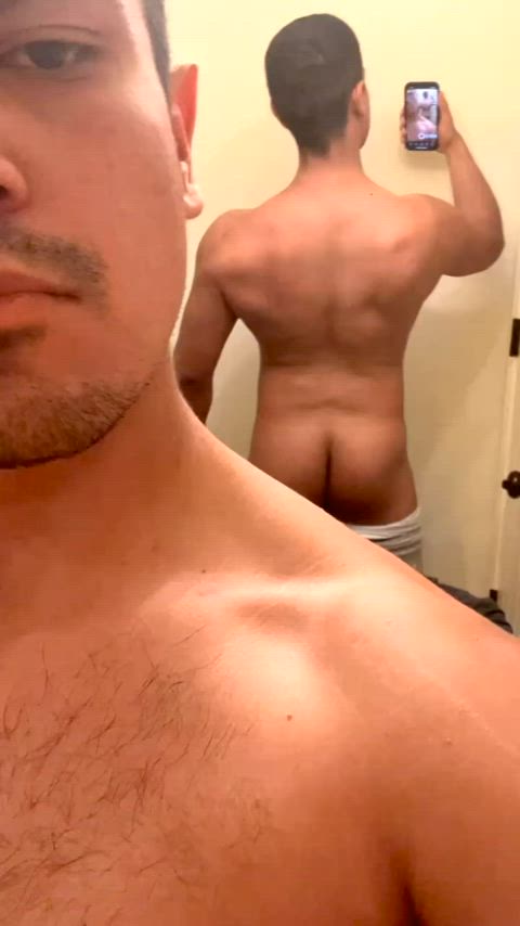 ass bubble butt bull jock latino male muscles flexing gif