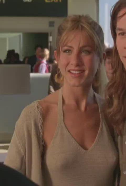 braless celebrity jennifer aniston gif