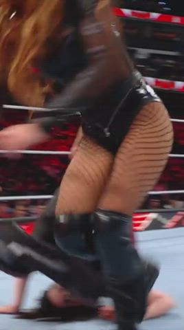 ass fishnet thick thighs wedgie wrestling gif