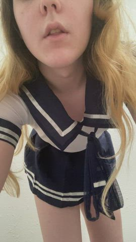 Amateur Blonde Penis Schoolgirl Skirt Solo Trans Upskirt gif