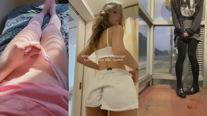 babecock caption split screen porn white girl worship gif