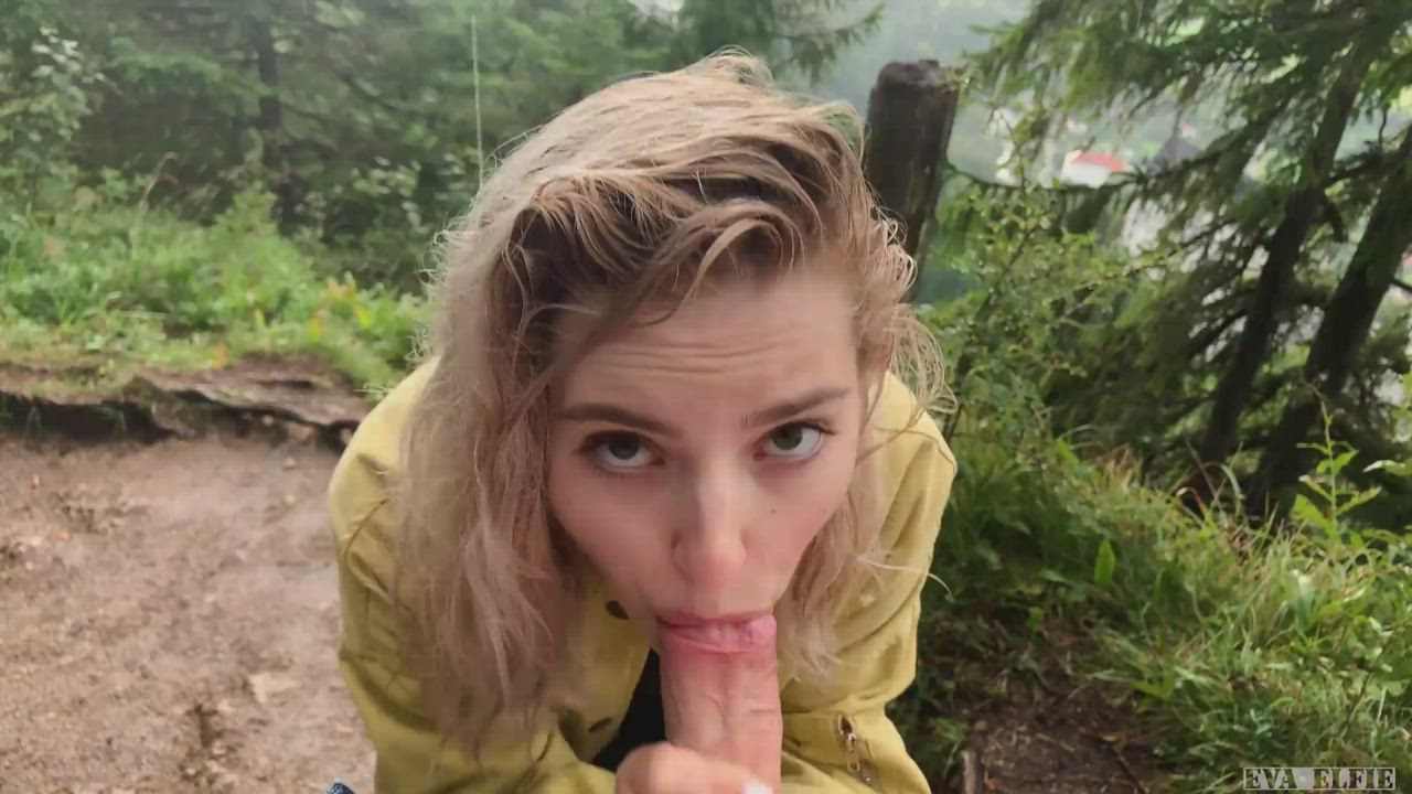 Blowjob Cum In Mouth Eva Elfie Outdoor gif