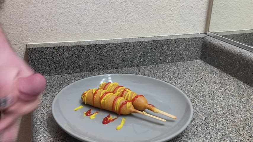 Corn dog cumshot