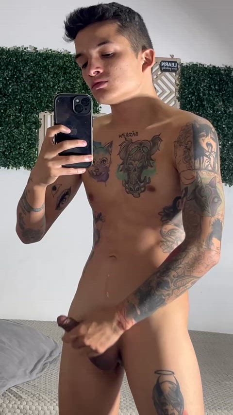 gay jerk off tattoo twink twunk gif