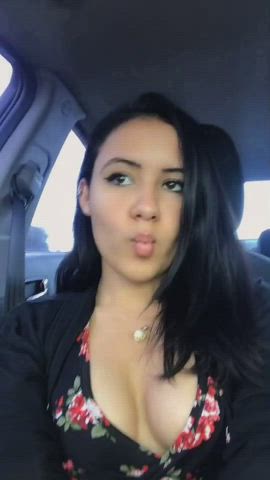 Boobs Cleavage Cute Lips Natural Tits Petite gif