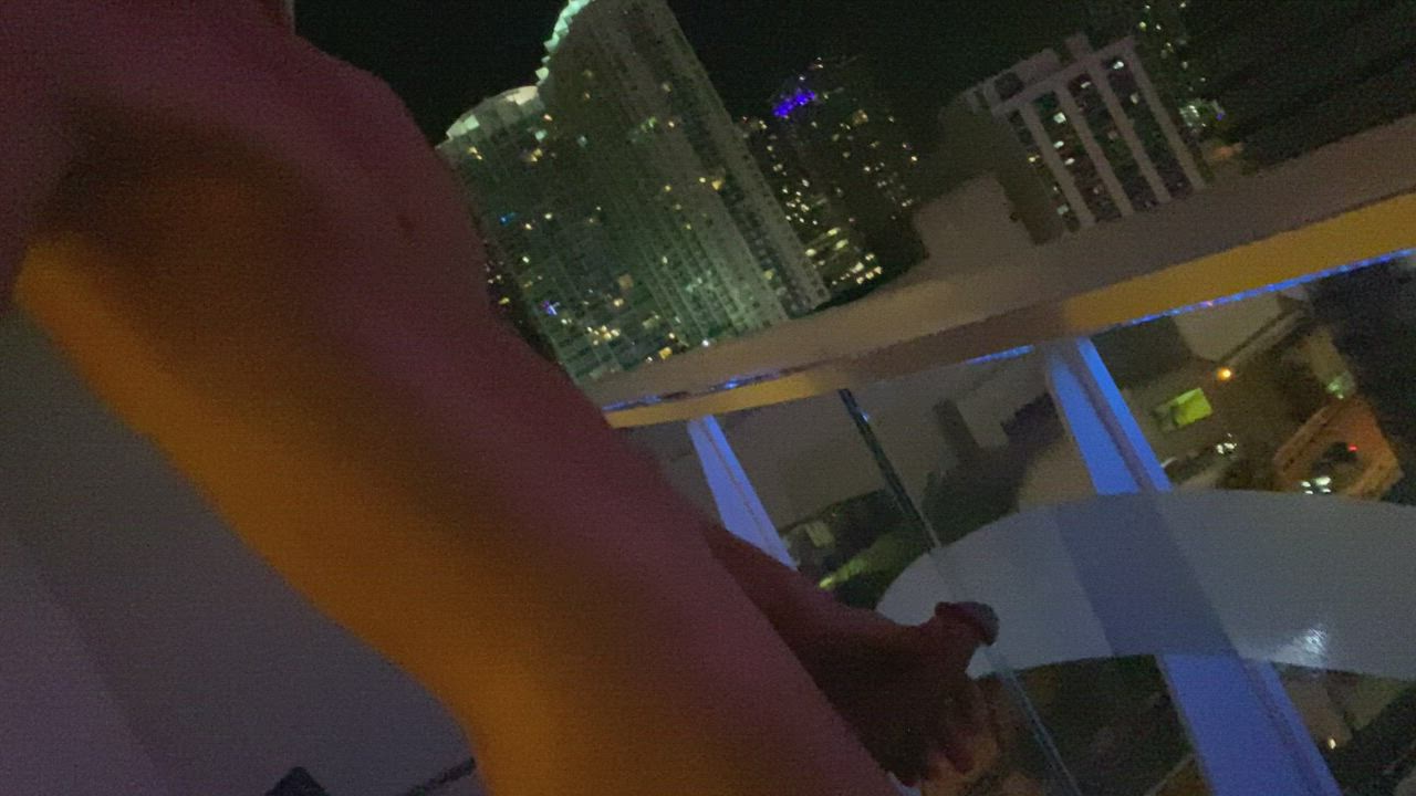 Jerking off on my hotel balcony