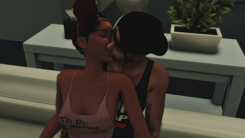 3d ebony ebony couple kissing gif