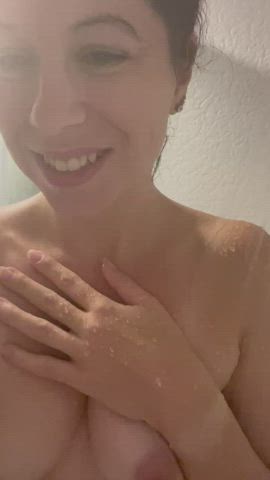 brunette shower wet gif