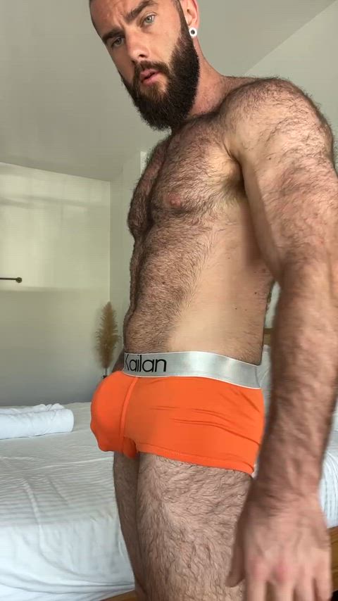 big dick bulge daddy hairy chest gif