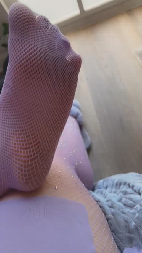 feet fishnet tease bbc-cuckold gif