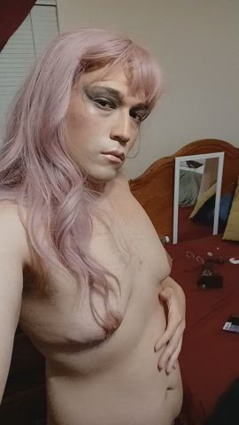 asshole bbc big ass crossdressing gape huge dildo lingerie pink sissy gif