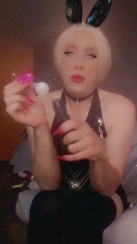 amateur femboy smoking blowing-clouds gif