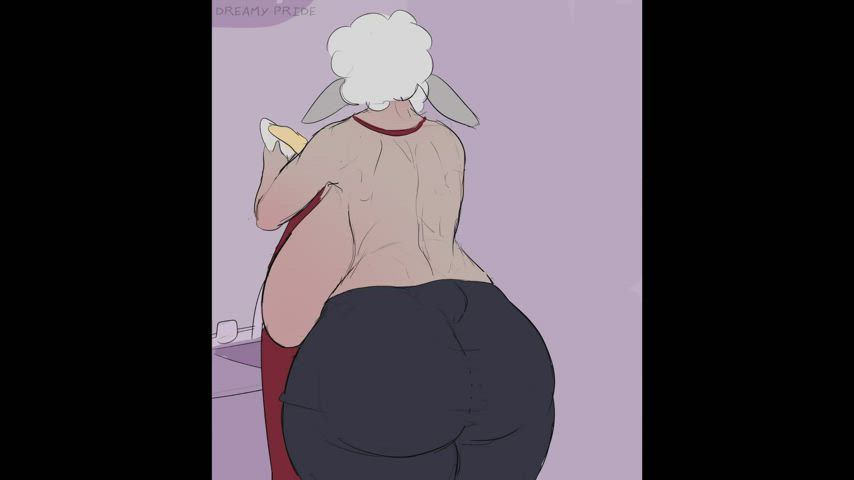 animation big ass kitchen milf rubbing spanking thick wife gif