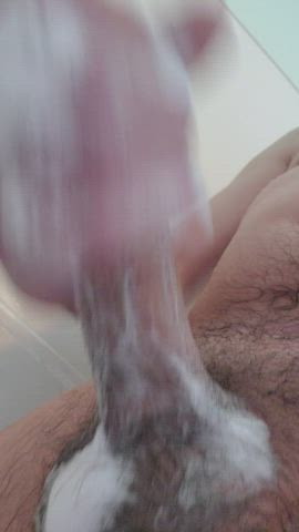 Cock Milking Cum Hairy Cock Masturbating Penis Shower Soapy gif