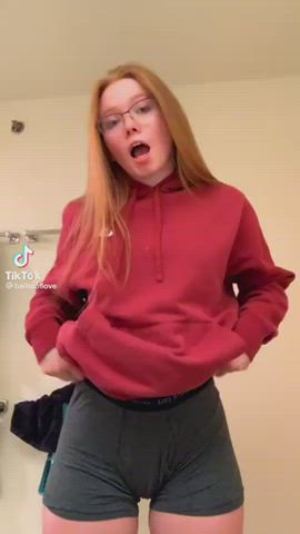 Big Ass Glasses Non-nude Redhead Teen TikTok gif