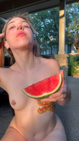 babe outdoor pussy eating tattoo tattooed tits gif